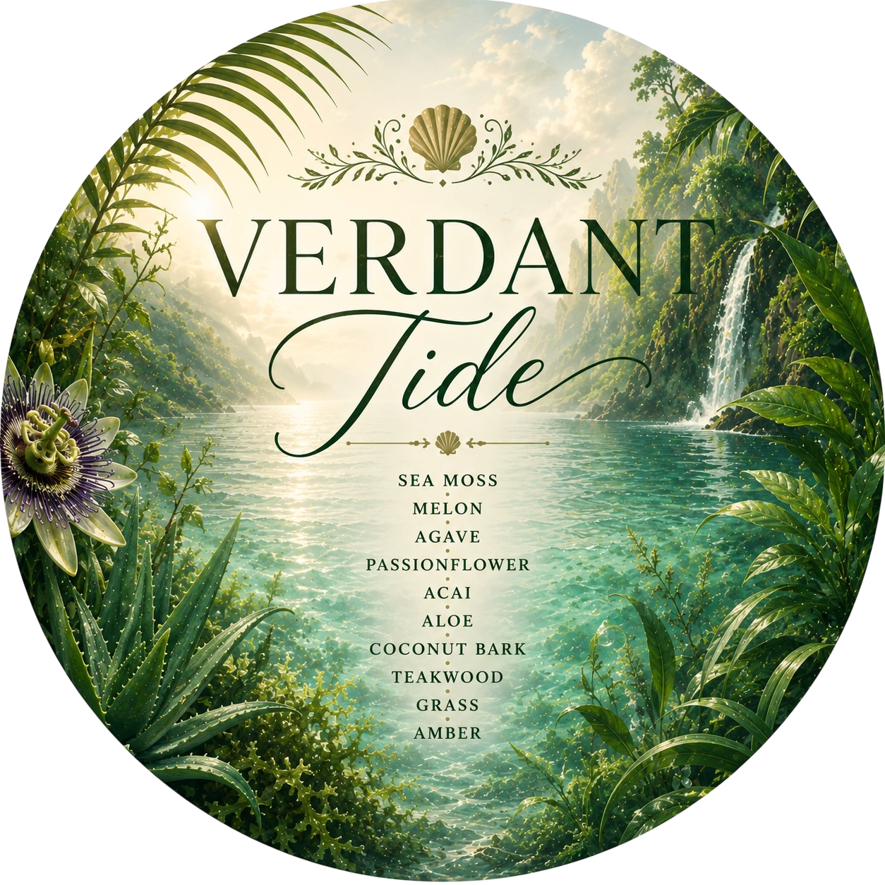 Verdant Tide - Charming Cheshires, sea moss, melon, agave, passionflower, acai, aloe, coconut bark, teakwood, grass, amber