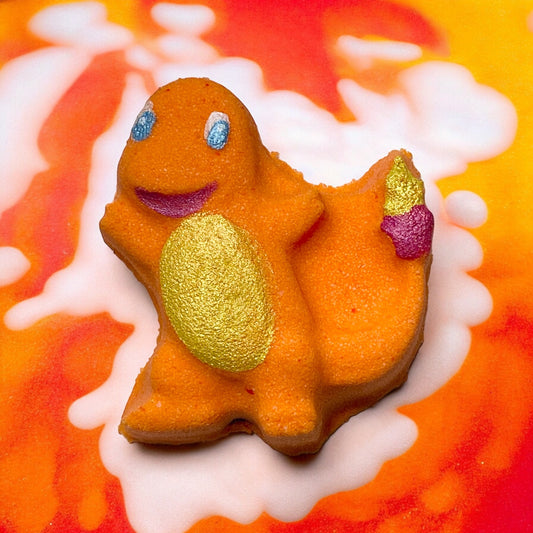 Pokémon prize Charmander bath bomb - Charming Cheshire, Bergamot, blackberry, raspberry, peony, honeysuckle, violet leaf, white woods, golden amber, musk
