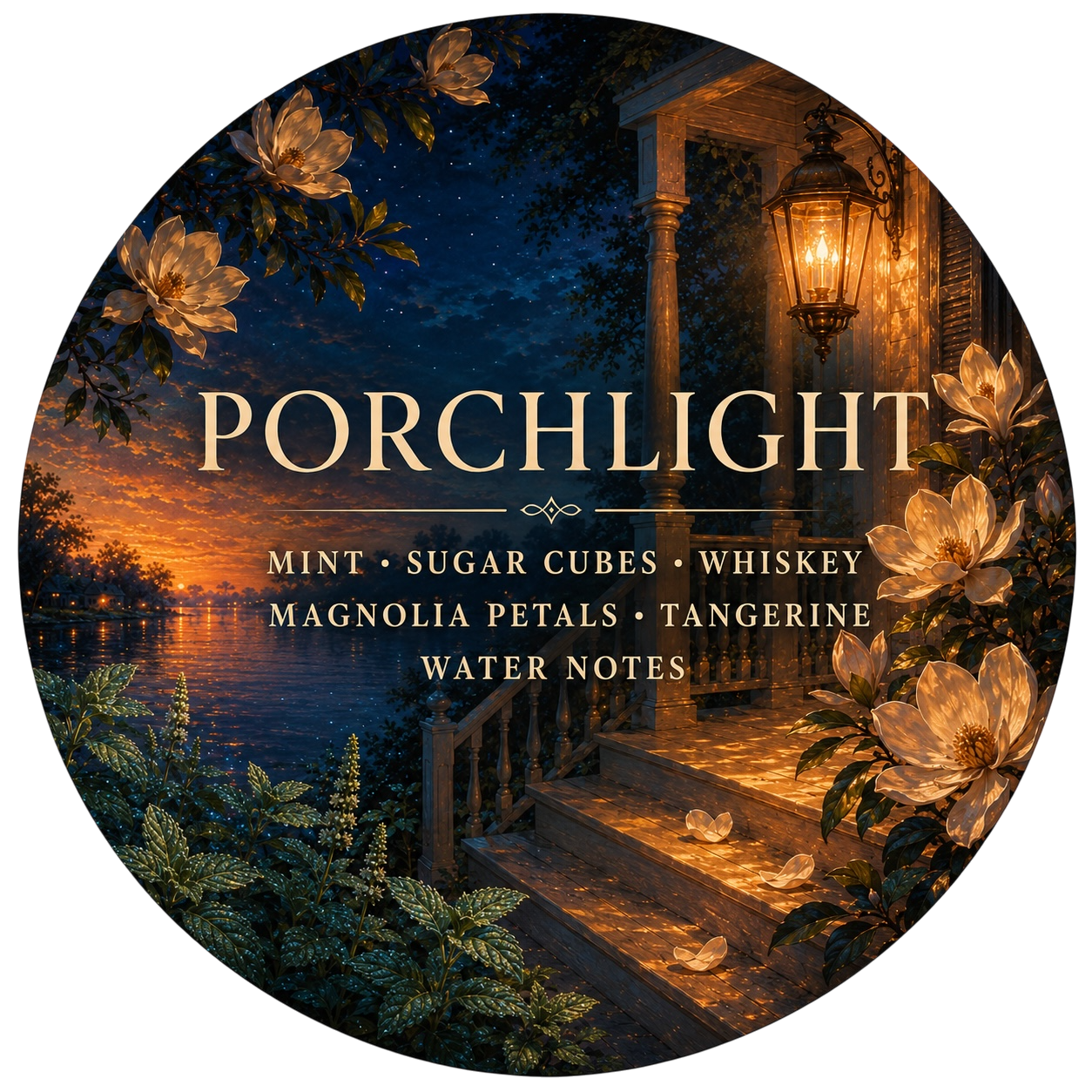 Porchlight - Charming Cheshires, mint, sugar cubes, whiskey, magnolia petals, tangerine, water notes