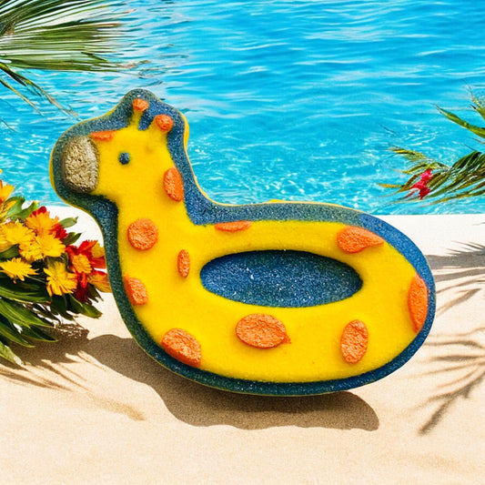 Giraffe float toy prize bath bomb - Charming Cheshire, mango, jasmine, citrus, sea salt mist