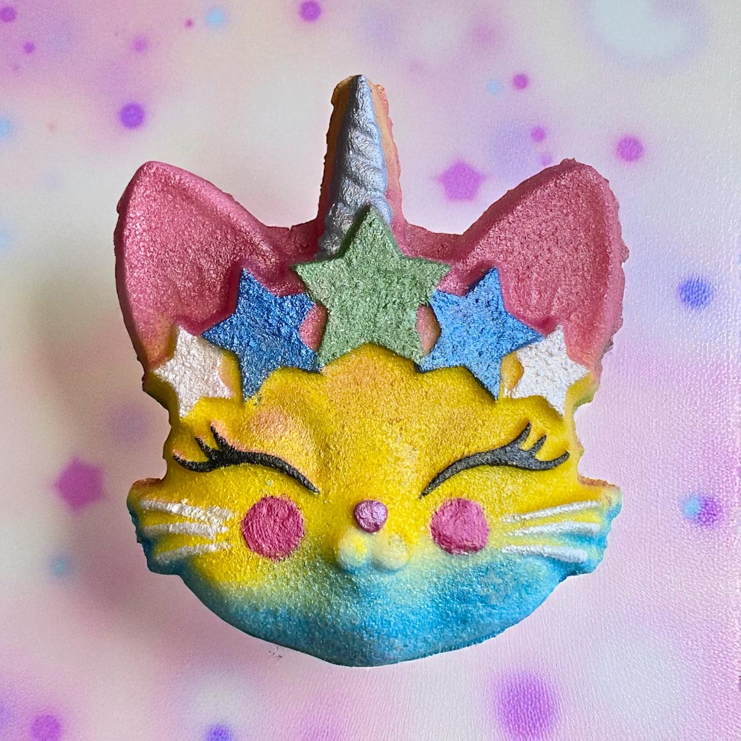 Kittycorn bath bomb - Charming Cheshire, Orange, Blackberry, Peach, Strawberry, Jasmine, Sage