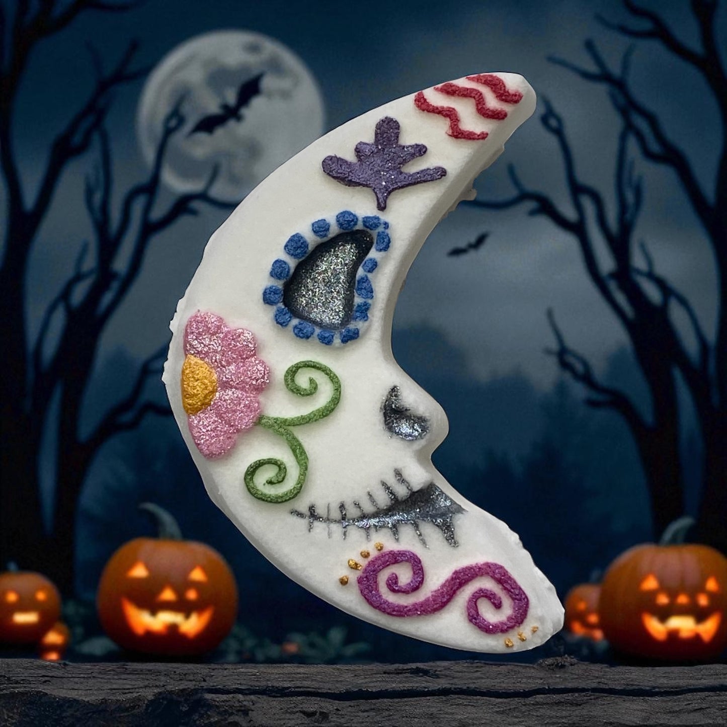 Halloween moon shoe charm prize bath bomb - Charming Cheshire, lemongrass, bergamot, avocado