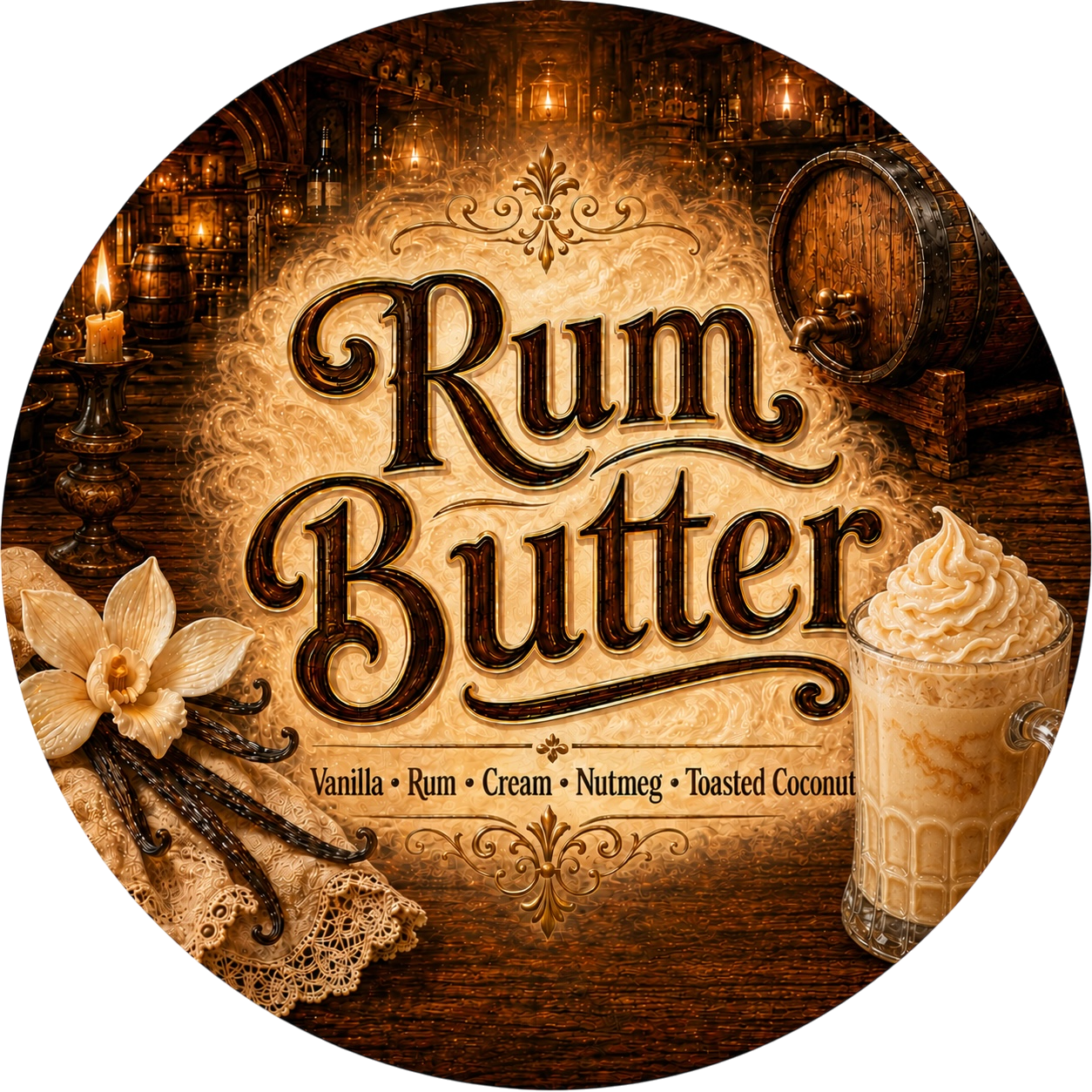 Rum Butter - Charming Cheshires, vanilla, rum, cream, nutmeg, toasted coconut