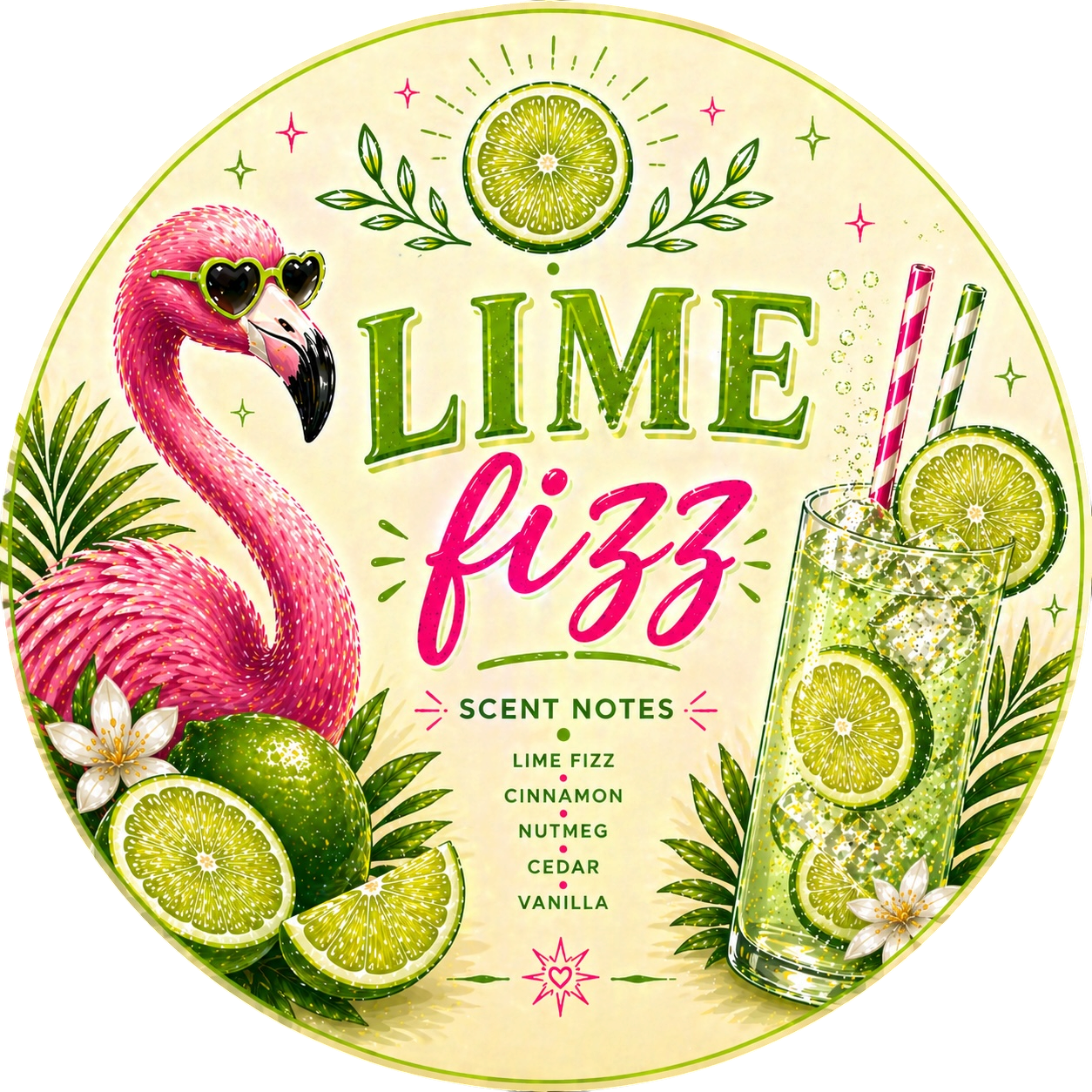 Lime Fizz - Charming Cheshires, Soda Pop, Lime, Cinnamon, Nutmeg, Cedar, Vanilla