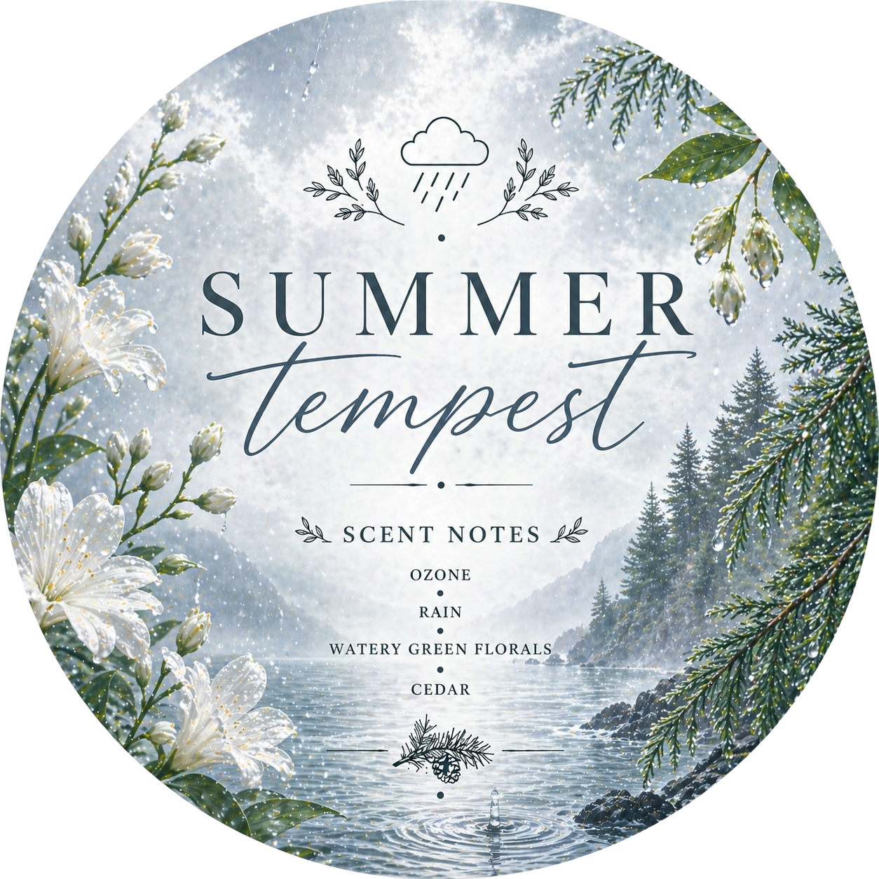 Summer Tempest - Charming Cheshires, Ozone, Rain, Green Florals, Cedar
