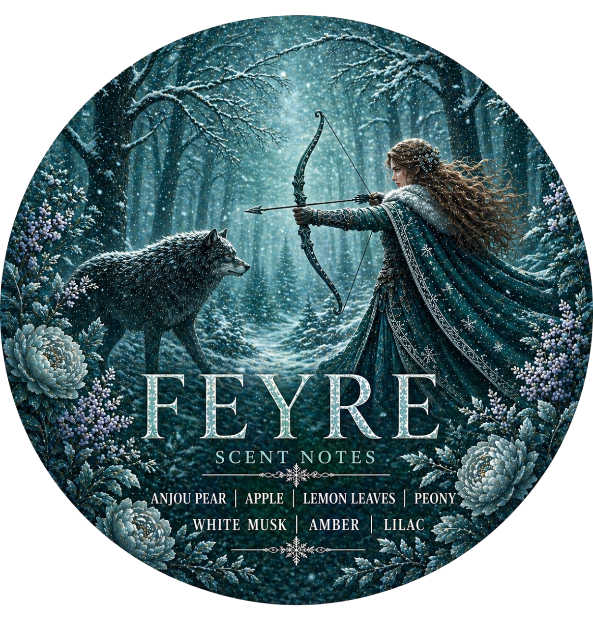 Feyre: Huntress Bloom - Charming Cheshires, Anjou Pear, Apple, Lemon Leaves, Peony, White Musk, Amber, lilac, acotar
