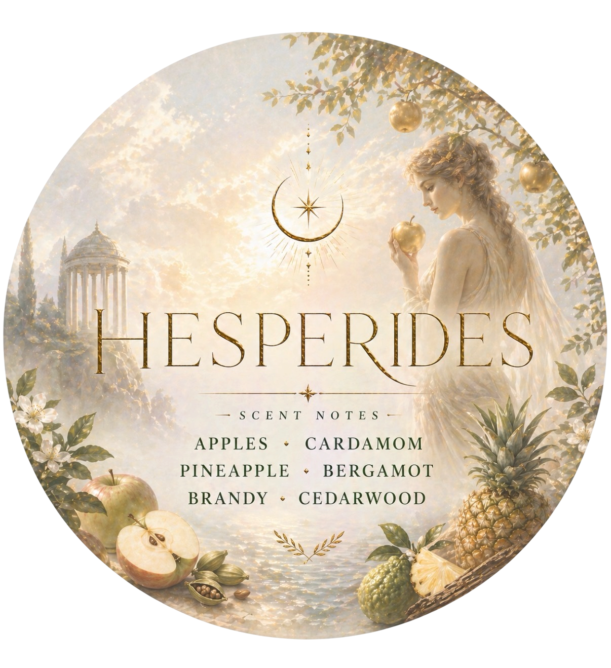 Hesperides - Charming Cheshire, apples, cardamom, pineapple, bergamot, brandy, cedarwood