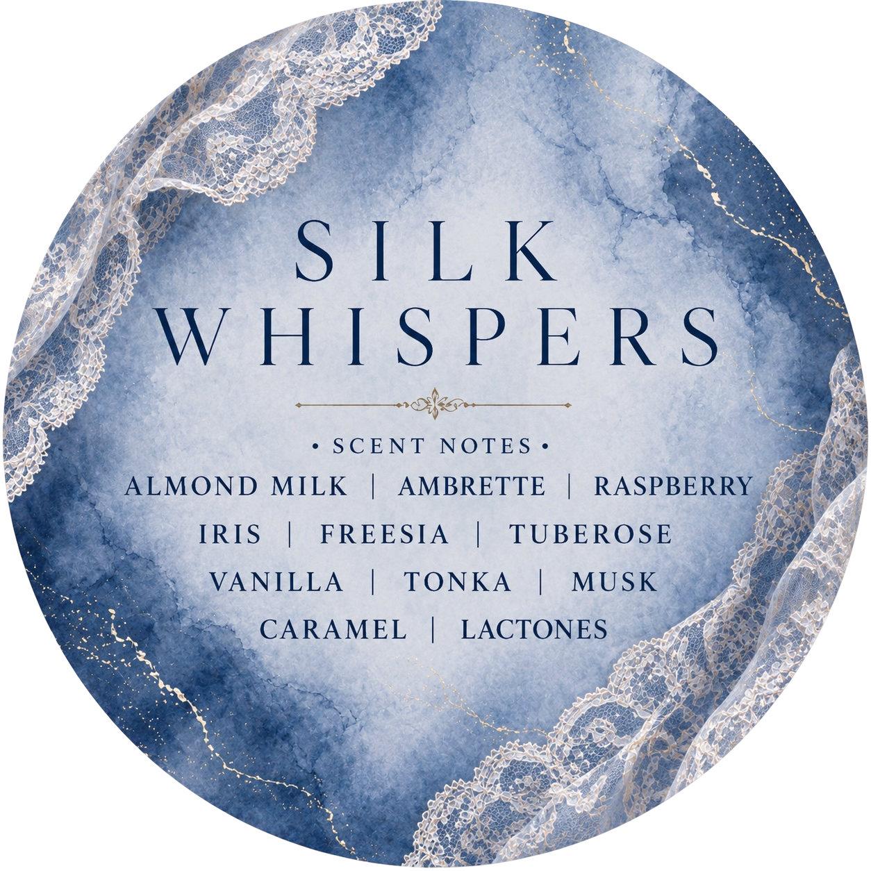 Silk Whispers - Charming Cheshires, Almond Milk, Ambrette, Raspberry, Iris, Freesia, Tuberose, Vanilla, Tonka, Musk, Caramel, Lactones