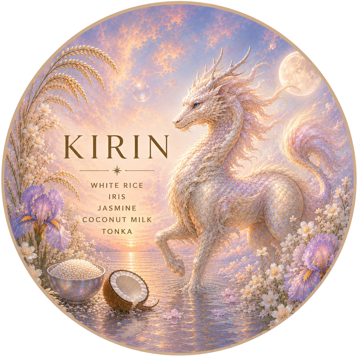 Kirin - Charming Cheshires, White Rice, Iris, Jasmine, Coconut Milk, Tonka