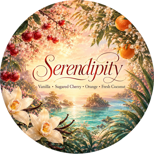 Serendipity - Charming Cheshires, vanilla, sugared cherry, orange, fresh coconut