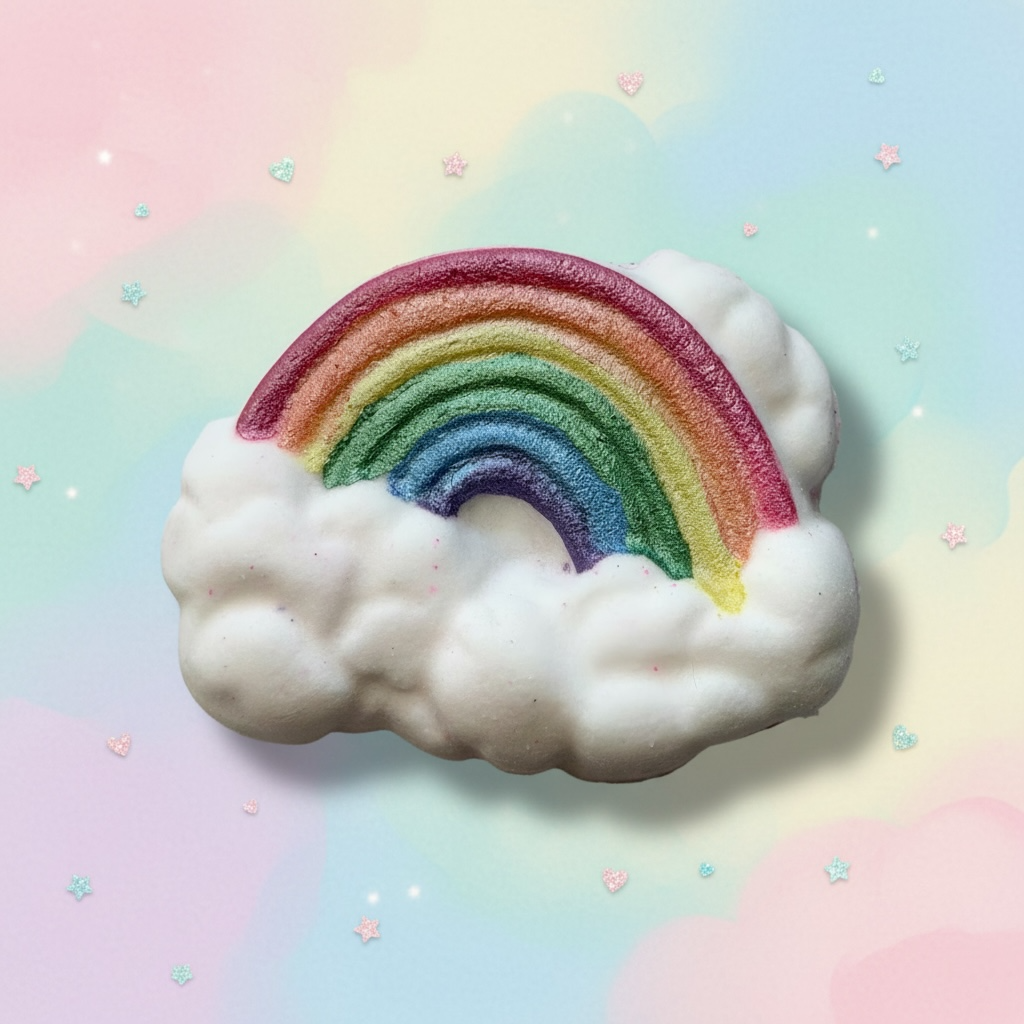 Happy rainbow charm prize bomb - Charming Cheshire, sea spray, citrus, beach blossoms, sea grass, driftwood