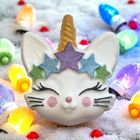 Kittycorn bath bomb - Charming Cheshire, Orange, Blackberry, Peach, Strawberry, Jasmine Petals, Sage