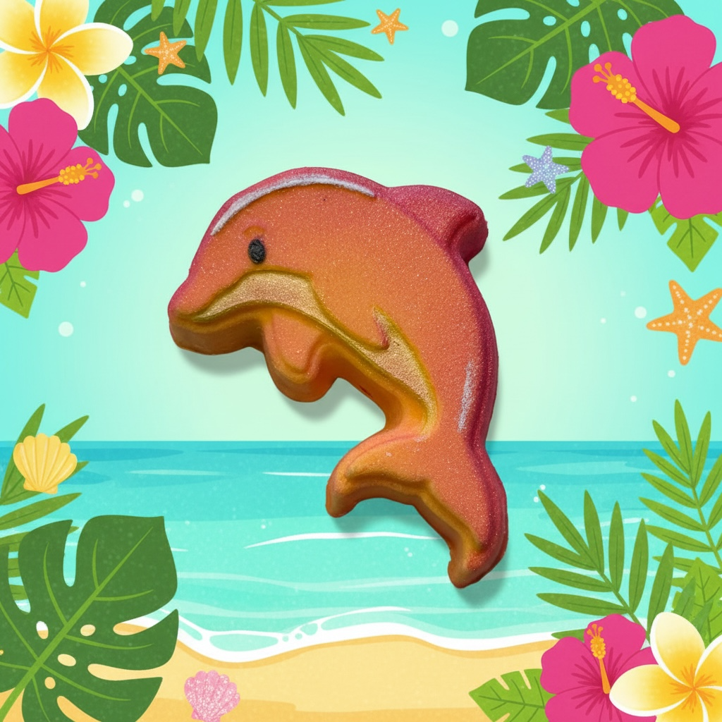 Dolphin charm prize bath bomb - Charming Cheshire, ozone, green plants, salty marine, jasmine, geranium