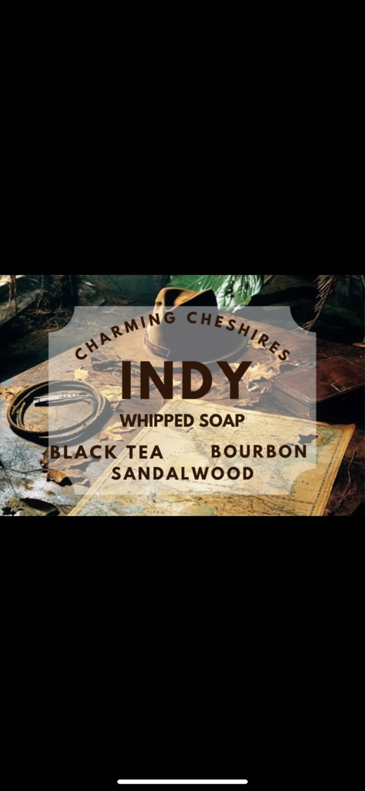 Indy whipped soap - An Adventure in Scent: Black Tea, Cardamom, Fig, Bourbon Vetiver, Sandalwood, Tonka
