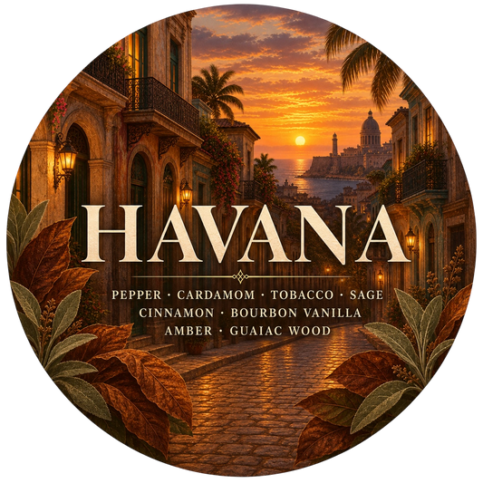 Havana - Charming Cheshires, Pepper, Cardamom, Tobacco, Sage, Cinnamon, Bourbon Vanilla, Amber, Guaiac Wood