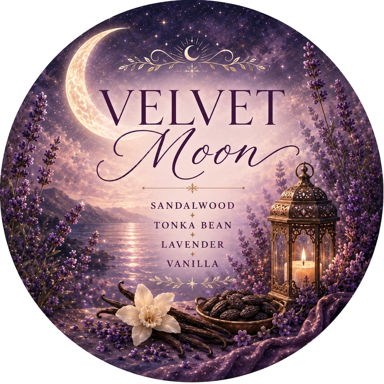 Velvet Moon - Charming Cheshires, Sandlewood, tonka bean, lavender, vanilla