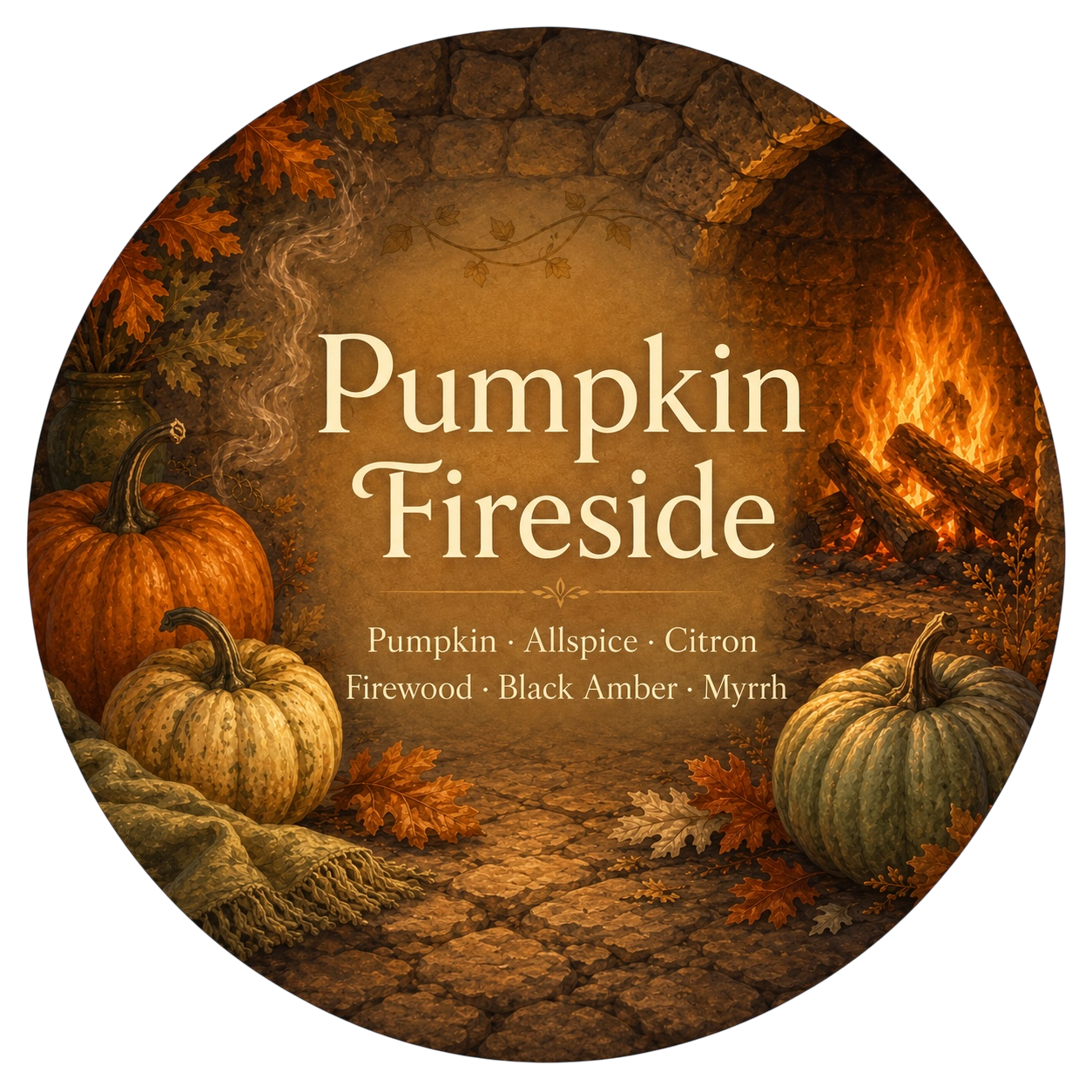 Pumpkin Fireside - Charming Cheshires, pumpkin, allspice, citron, firewood, black amber and myrrh