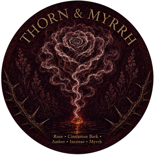 Thorn and Myrrh - Charming Cheshires, Rose, Cinnamon Bark, Amber, Incense, Myrrh