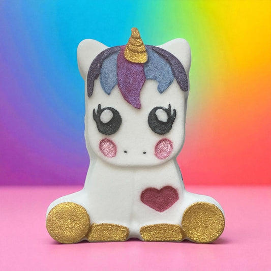 Shy Unicorn toy prize bath bomb - Charming Cheshire, lemongrass, bergamot, avocado