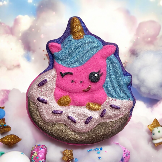 Shoe charm Prize Unicorn donut bath bomb - Charming Cheshire, green apple, jasmine, rose, cotton candy