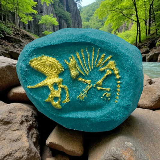Triceratops skeleton toy prize bath bomb - Charming Cheshire, dinosaur, Pineapple, watermelon, lemonade