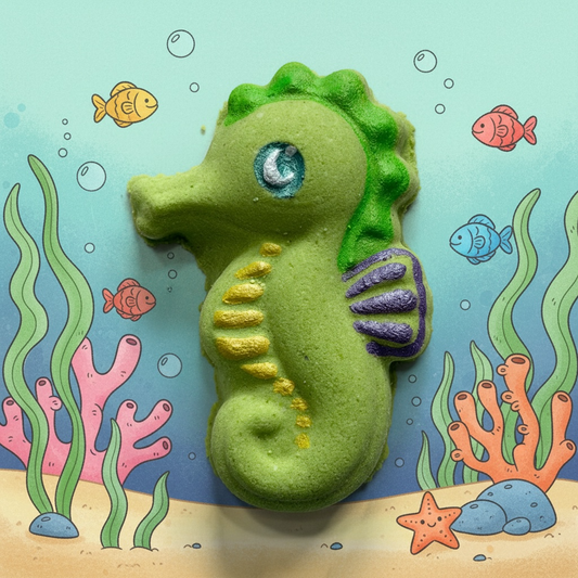 Cute Seahorse shoe charm prize bath bomb - Charming Cheshire, Agave nectar, grapefruit, mandarin, tangerine, lime, peach