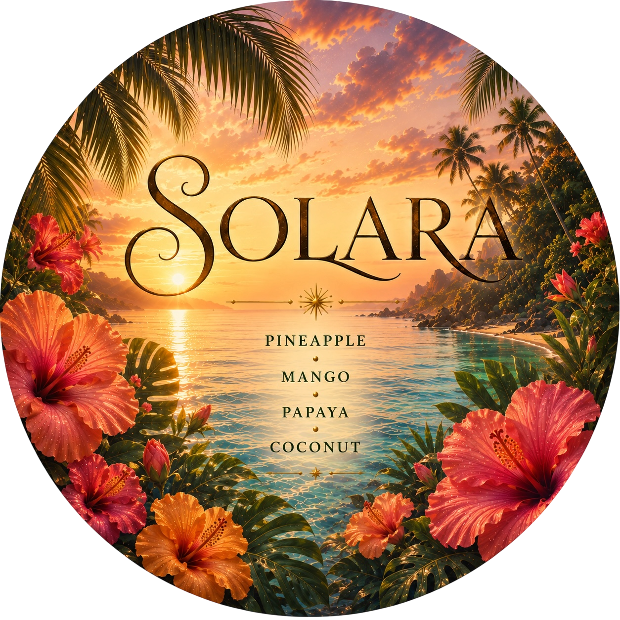Solara- Charming Cheshires, pineapple, mango, papaya, coconut