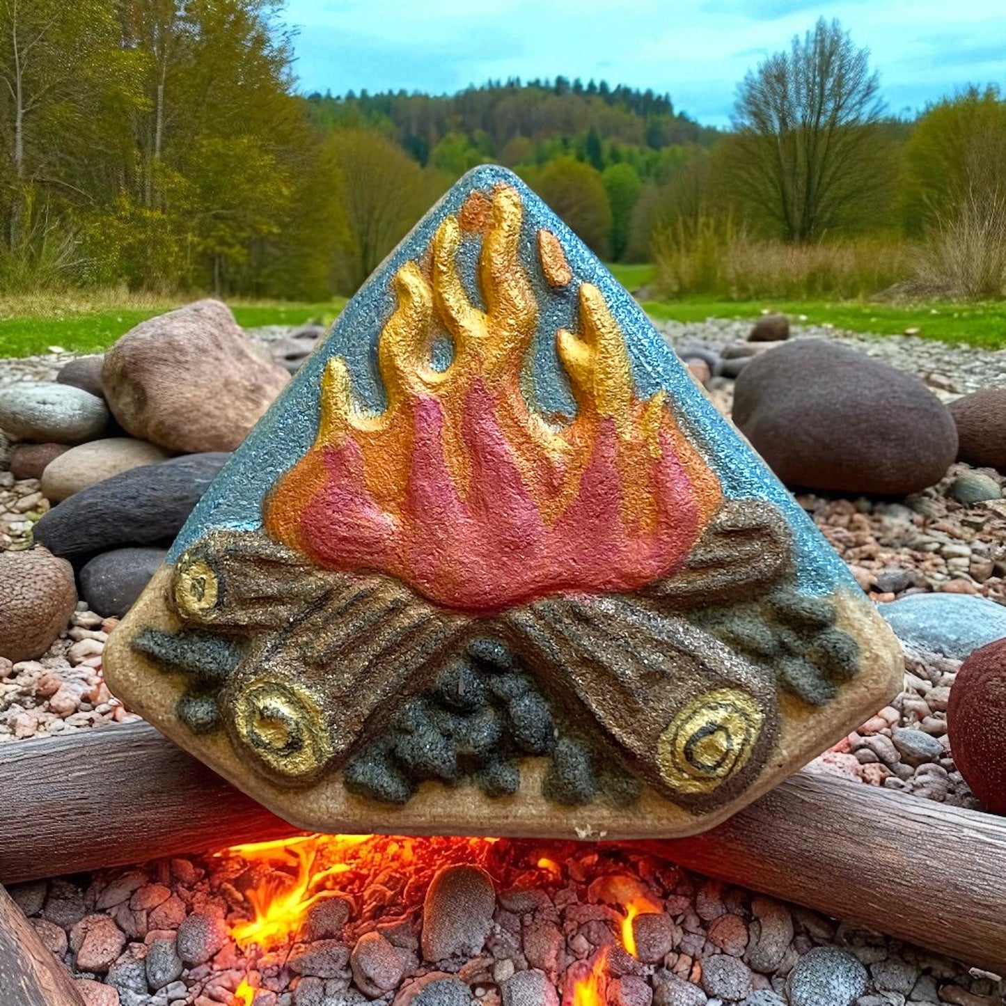 Bonfire bliss charm prize bath bomb - Charming Cheshire, fire roasted marshmallows
