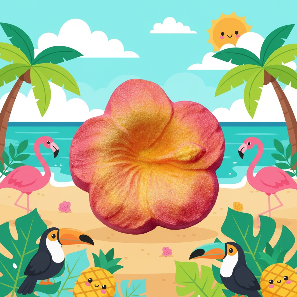 Hibiscus charm prize bath bomb - Charming Cheshire, ozone, green plants, salty marine, jasmine, geranium