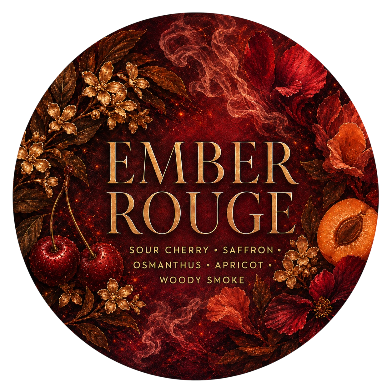 Ember Rouge - Charming Cheshires, Sour Cherry, Saffron, Osmanthus, Apricot, Woody Smoke