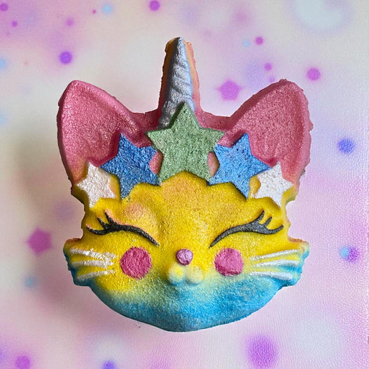 Kittycorn bath bomb - Charming Cheshire, Orange, Blackberry, Peach, Strawberry, Jasmine, Sage
