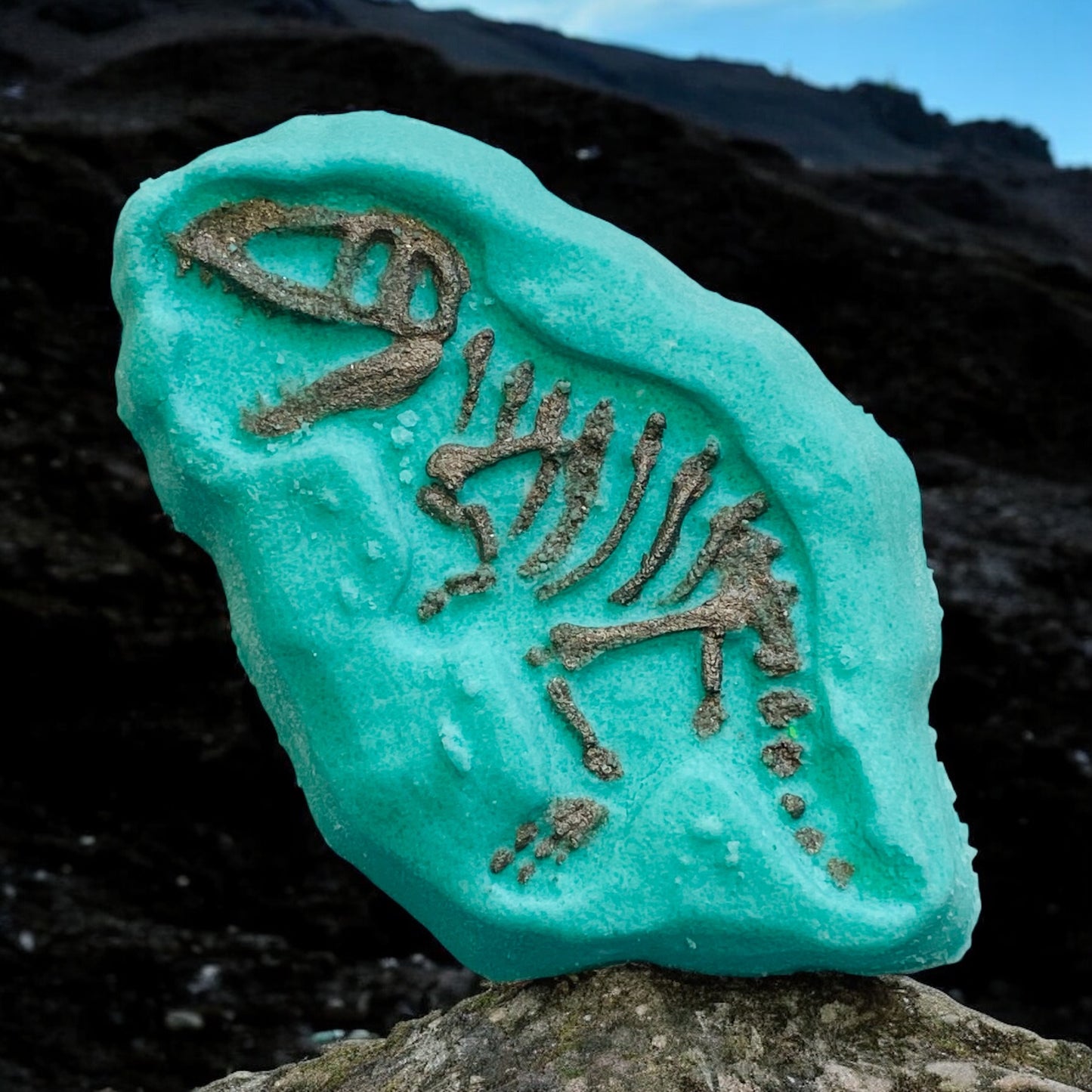 T Rex skeleton toy prize bath bomb - Charming Cheshire, snapdragon, mango, peach