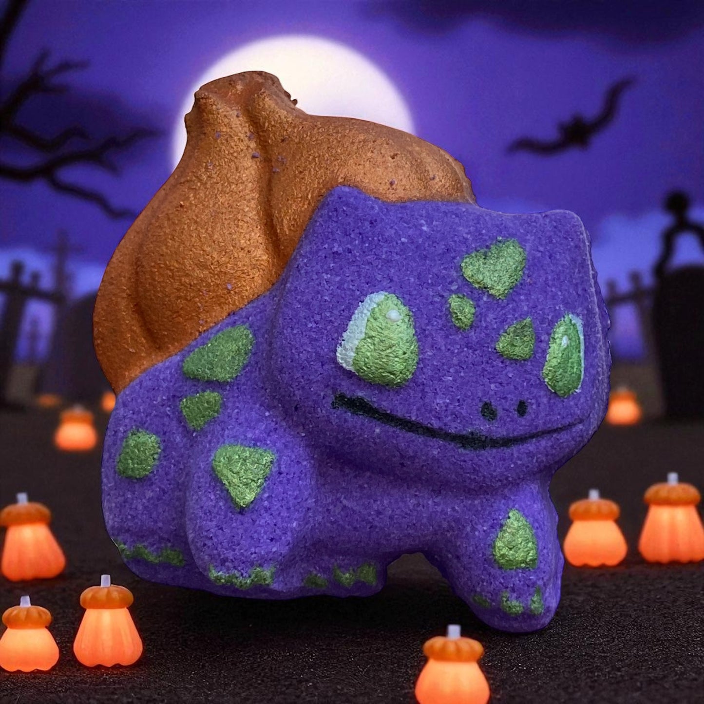 Halloween Pokémon prize Bulbasaur bath bomb - Charming Cheshires, toy, peach, apple, magnolia