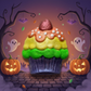 Halloween cupcake charm prize bath bomb - Charming Cheshire, chamomile, sweetgrass, pear, warm amber, cypress, vanilla bean, violet petal