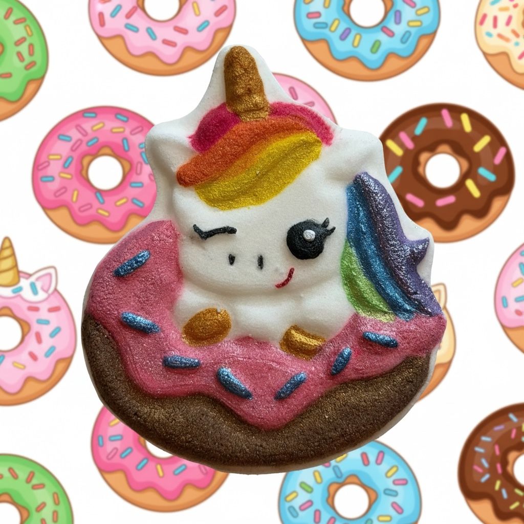 Unicorn donut charm prize bath bomb - Charming Cheshire, Pomegranate, currant, cherry blossom, white magnolia