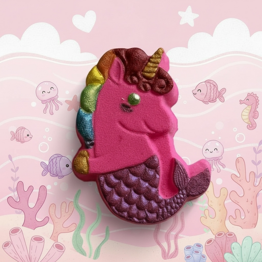 Mermacorn Unicorn charm prize bath bomb - Charming Cheshire, coconut, peach, mango, musk, tonka bean, gardenia