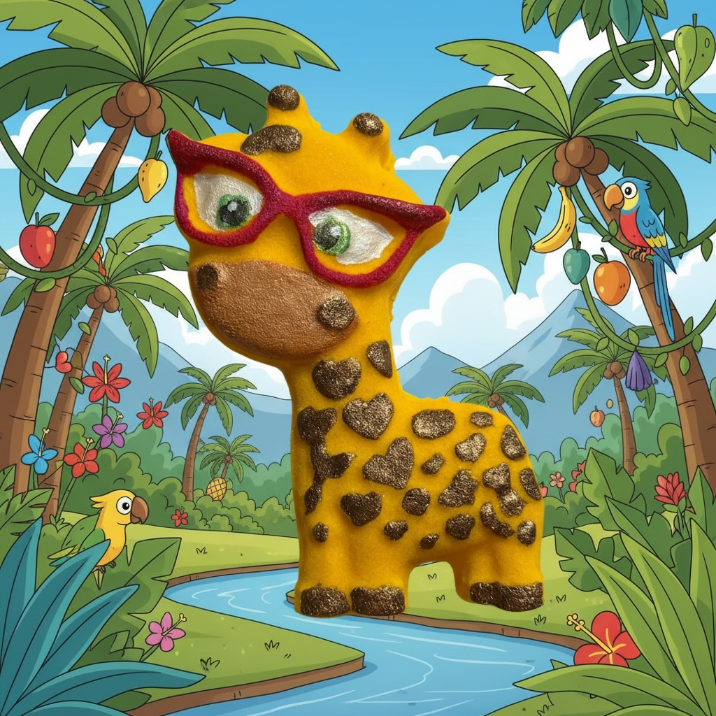 Nerdy giraffe bath bomb - Charming cheshires, toy, Peach, Lemon, Bergamot, mint, white musk