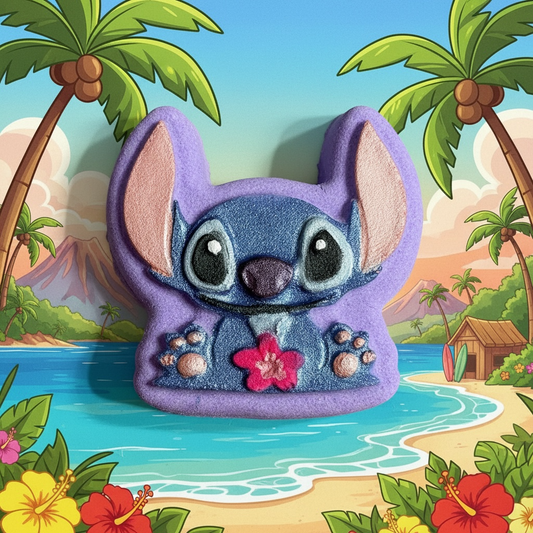 Stitch toy prize bath bomb - Charming Cheshire, Raspberry, peach, patchouli, sandalwood