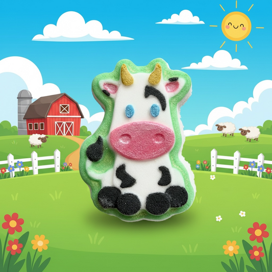 Happy cow charm prize bath bomb - Charming Cheshire, peach, pineapple, berries, plumeria, coconut