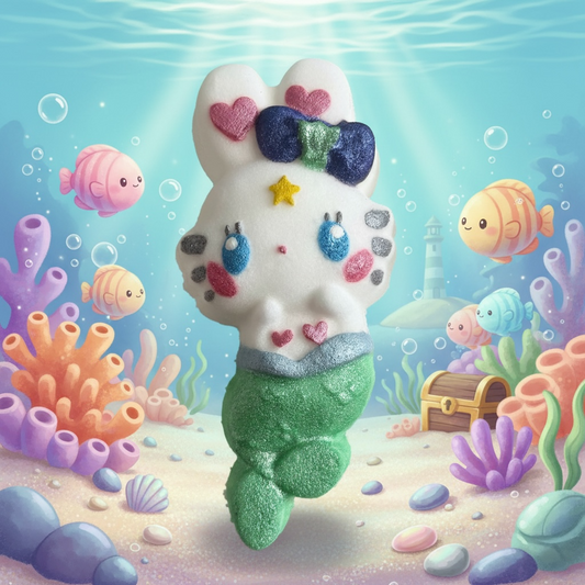 Merbunny charm prize bath bomb - Charming Cheshire, peach, pineapple, berries, plumeria, coconut