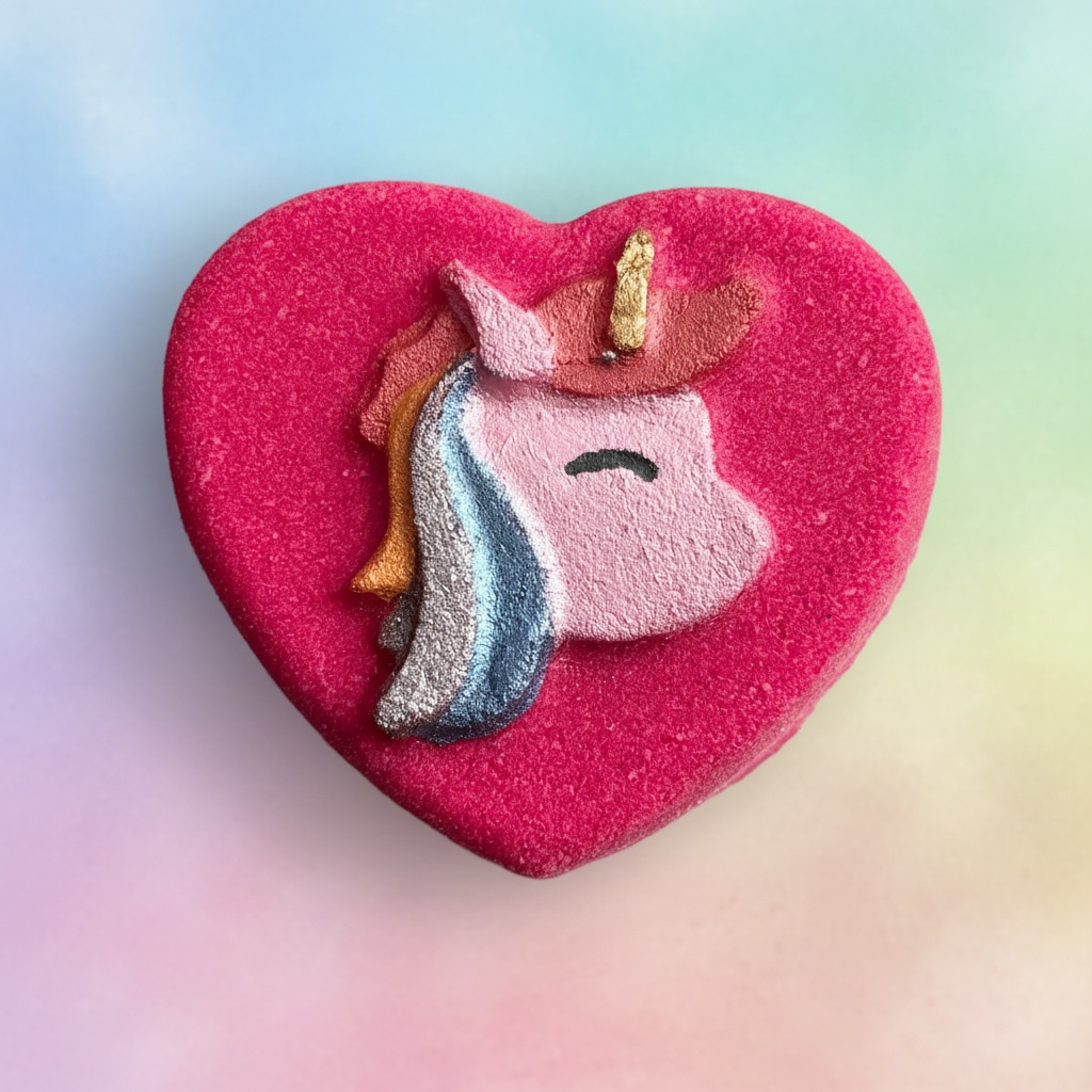 I Heart Unicorns prize bath bomb - Charming Cheshire, creamy coconut