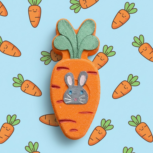 Peek-A-Bunny charm prize bath bomb - Charming Cheshire, peach, coconut, violet, orange, vanilla, sugar