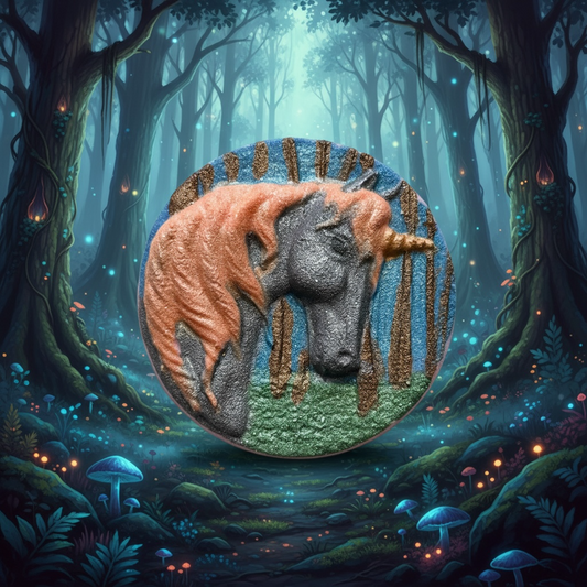 Forest Unicorn charm prize bath bomb - Charming Cheshire, caramelized vanilla, toasted macadamia, tonka bean