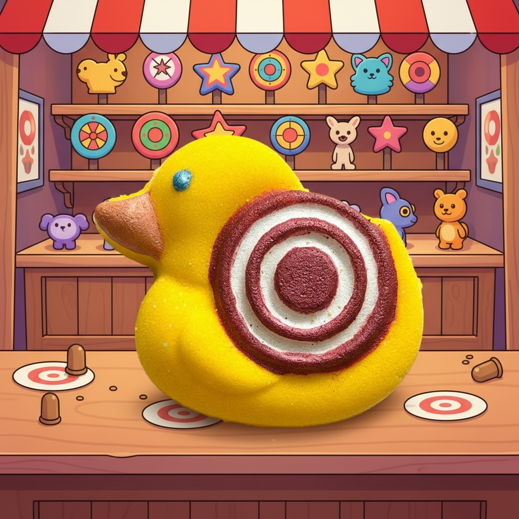 Bullseye duck charm prize bath bomb - Charming Cheshire, blackberry, blueberry, banana