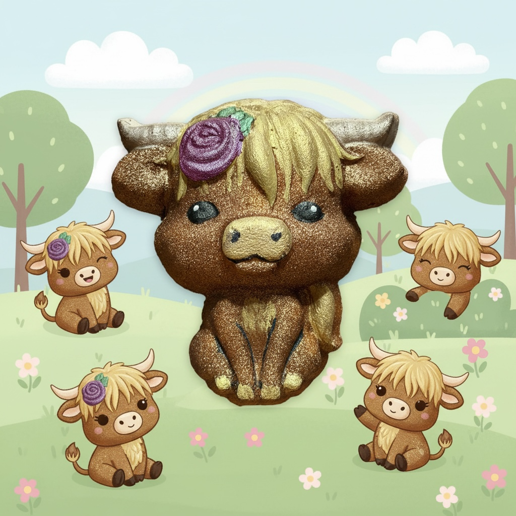 Highland cow shoe charm prize bath bomb - Charming Cheshire, blackberry, blueberry, banana