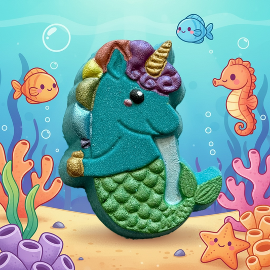 Mermacorn Unicorn prize bath bomb - Charming Cheshire, coconut, peach, musk, tonka bean, mango, gardenia