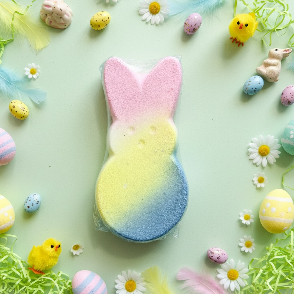 Peep bunny charm prize bath bomb - Charming Cheshire, sea spray, citrus, beach blossoms, sea grass, driftwood