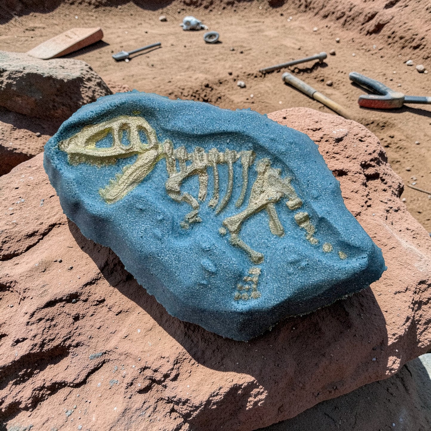 T Rex skeleton toy prize bath bomb - Charming Cheshire, grapefruit, yuzu, lemon, pomegranate, jasmine, musk, amber, sandalwood