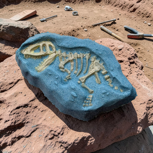 T Rex skeleton toy prize bath bomb - Charming Cheshire, grapefruit, yuzu, lemon, pomegranate, jasmine, musk, amber, sandalwood