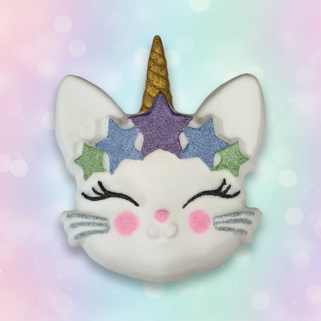 Kittycorn charm prize bath bomb - Charming Cheshire, orange, eucalyptus, jasmine tea, sheer woods, amber